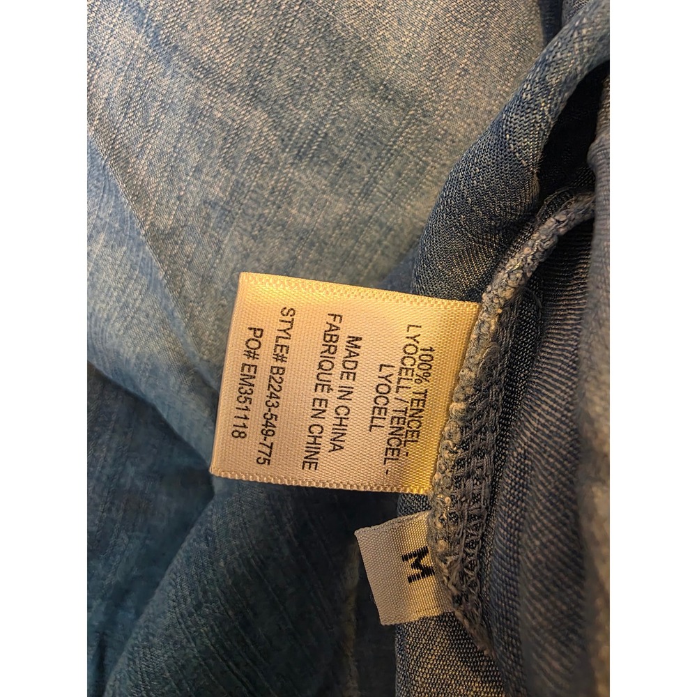 Cloth & Stone Blue Tencel Lyocell Frayed V-Neck Cami Tank Top Womens Medium - Picture 4 of 5